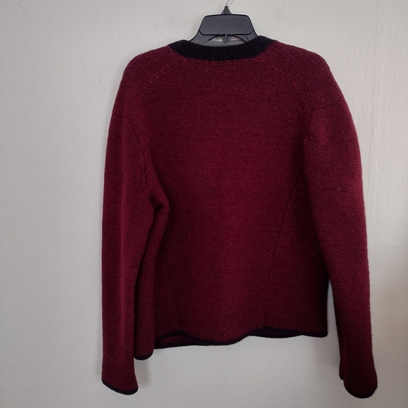 Burgundy Wool Knit Button Front Heavy Cardigan Sweater Size XL - Picture 10 of 11